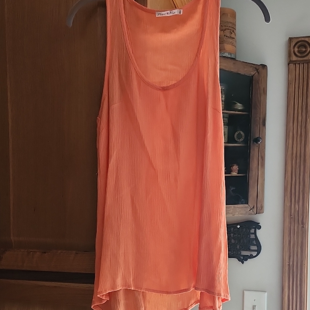 Heart Hips Orange Sleeveless Top Small